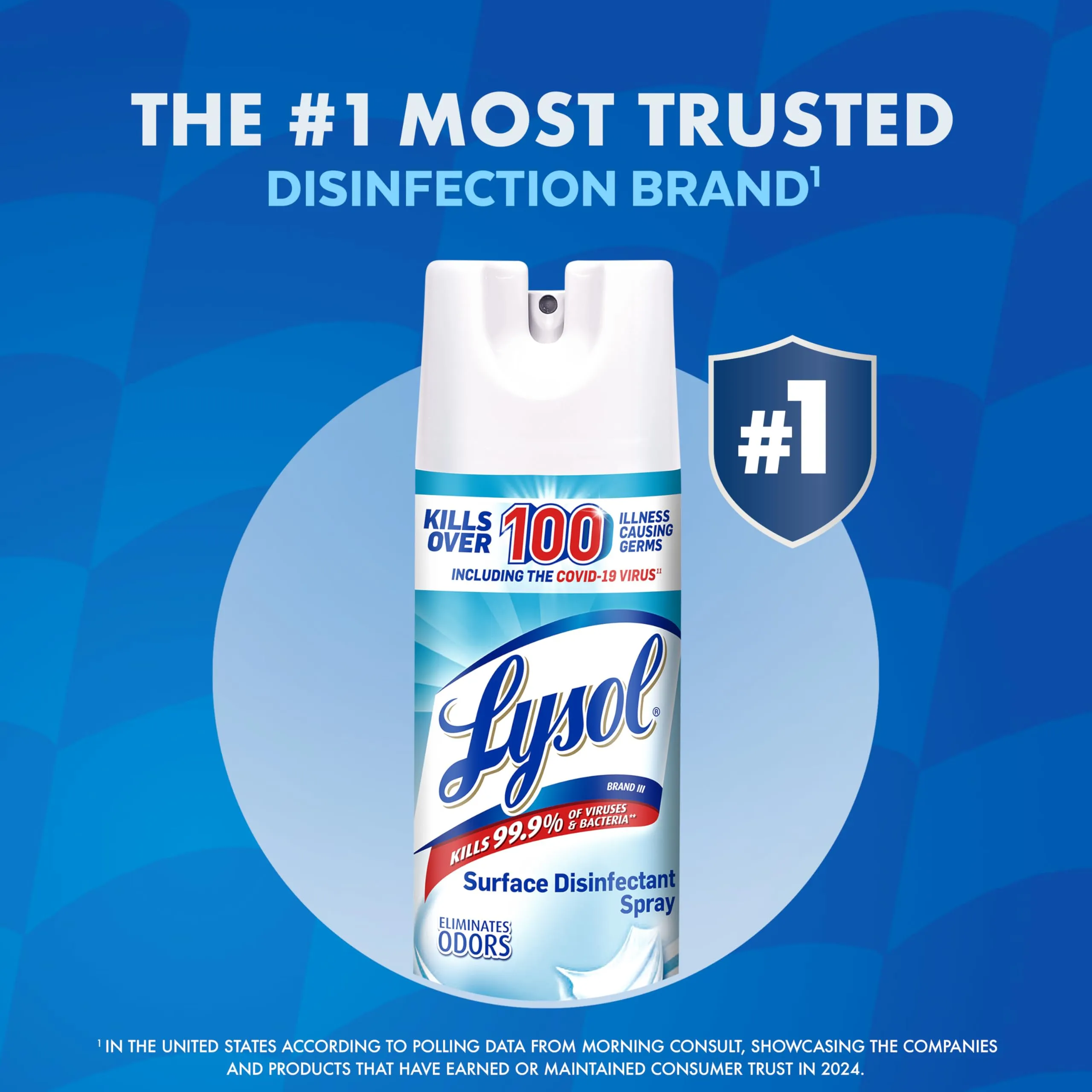 Disinfectant Spray, Household Essential Cleaning Supplies, Multi-Purpose Room Spray, Antibacterial Sanitizer Spray, Upholstery Deodorizer, Home and Bathroom, Crisp Linen, 19 Fl Oz (Pack of 2)