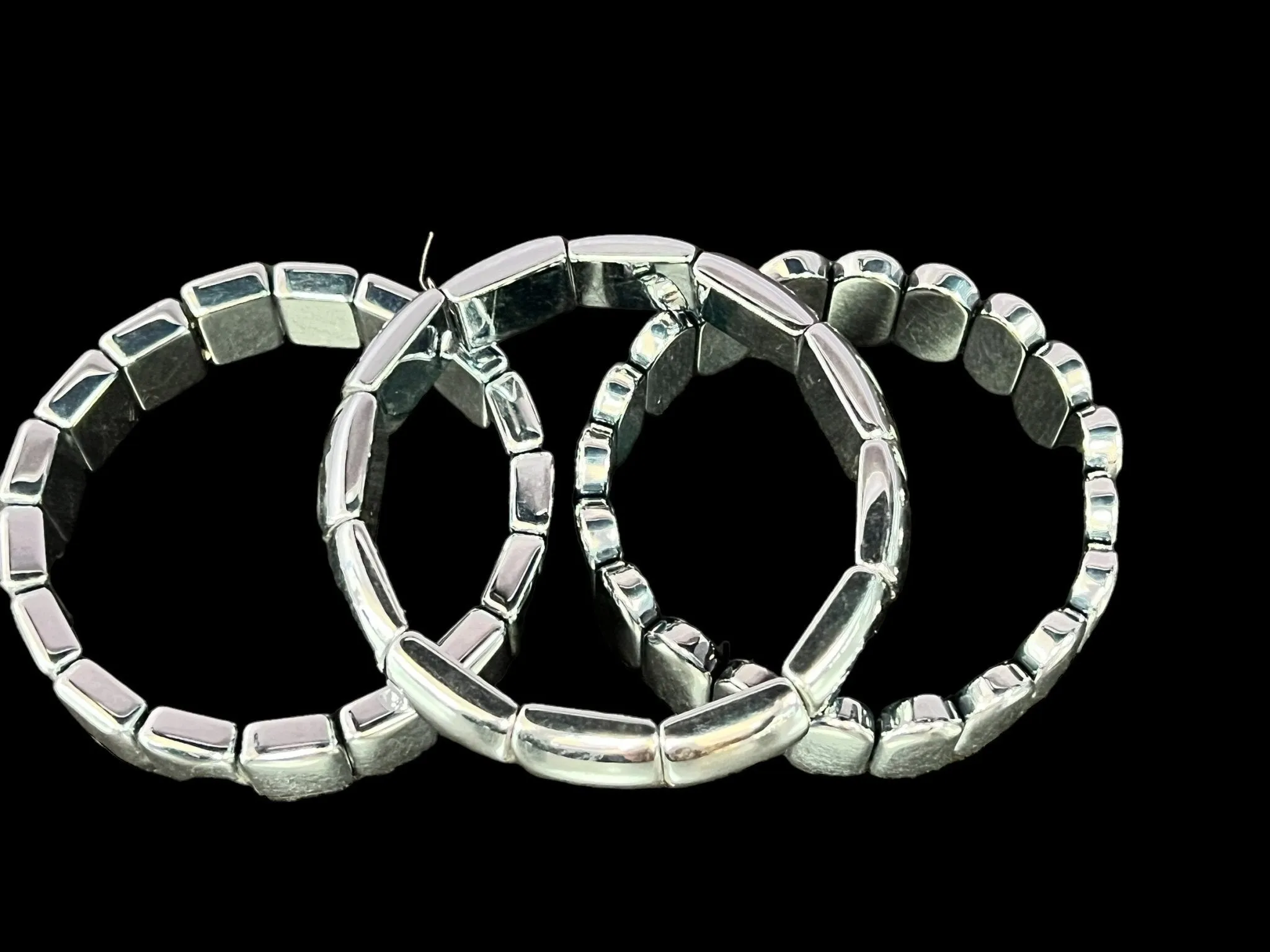Double Drilled Malachite, Rainbow Moonstone, Terahertz, or Multi-Color Tiger's Eye Crystal Beaded Stretch Bracelet