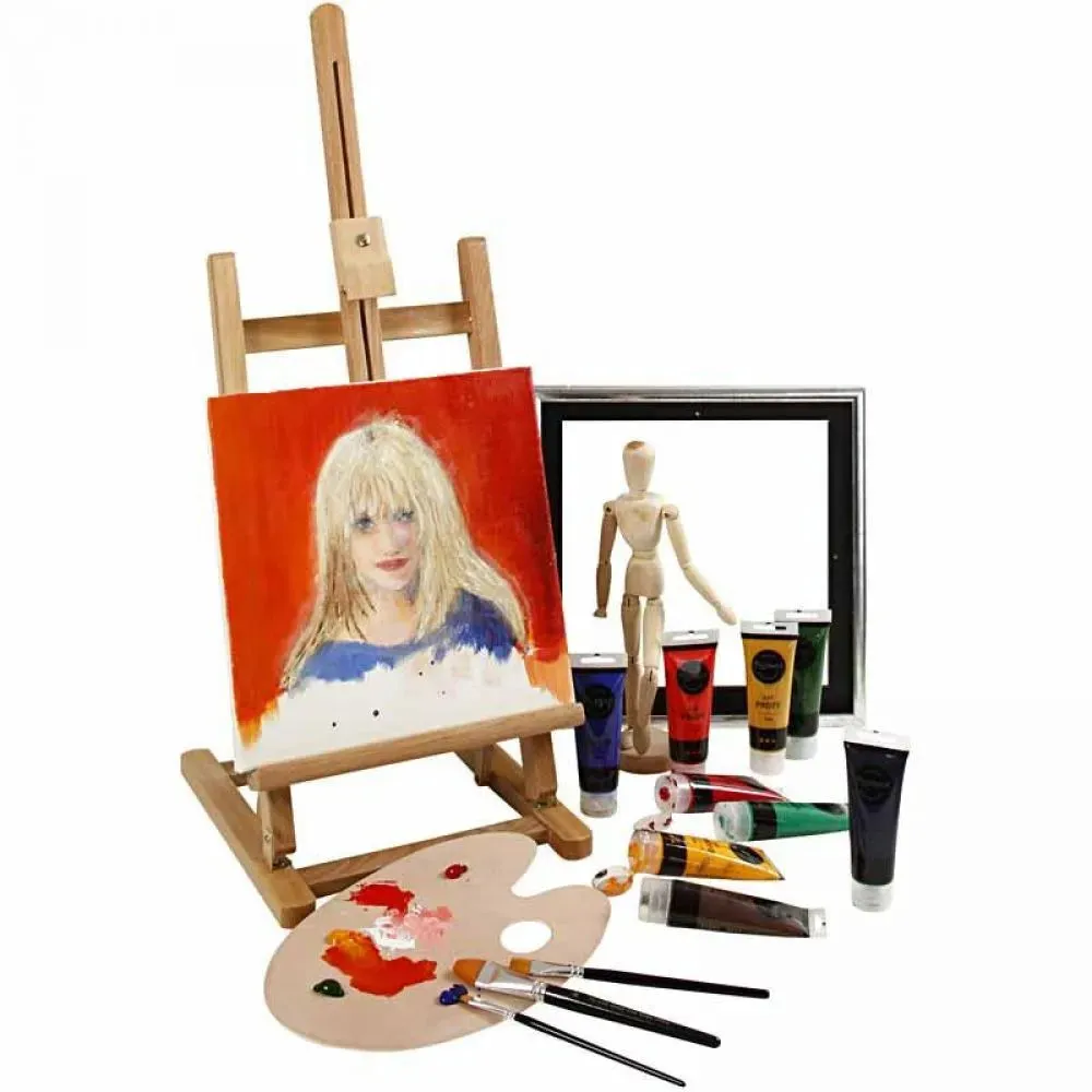 Easel Foldable Table Top With Support For Canvas Painting Crafts 79 cm Elm Wood
