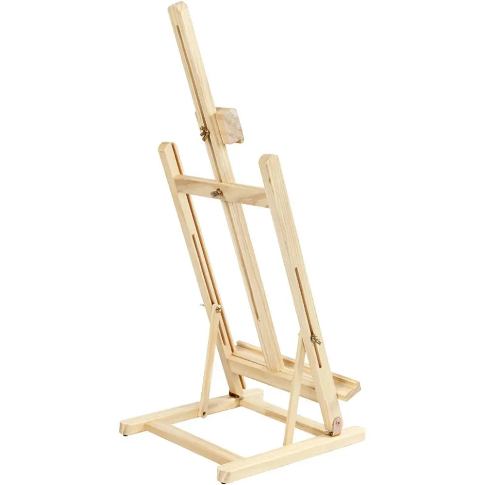 Easel Foldable Table Top With Support For Canvas Painting Crafts 79 cm Elm Wood