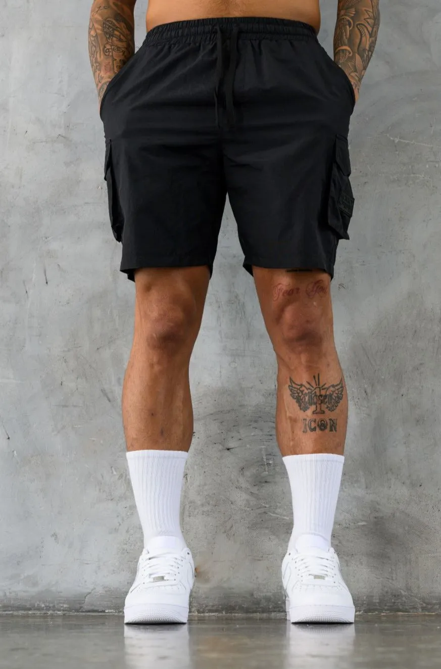 ELITE UTILITY CARGO SHORTS - BLACK