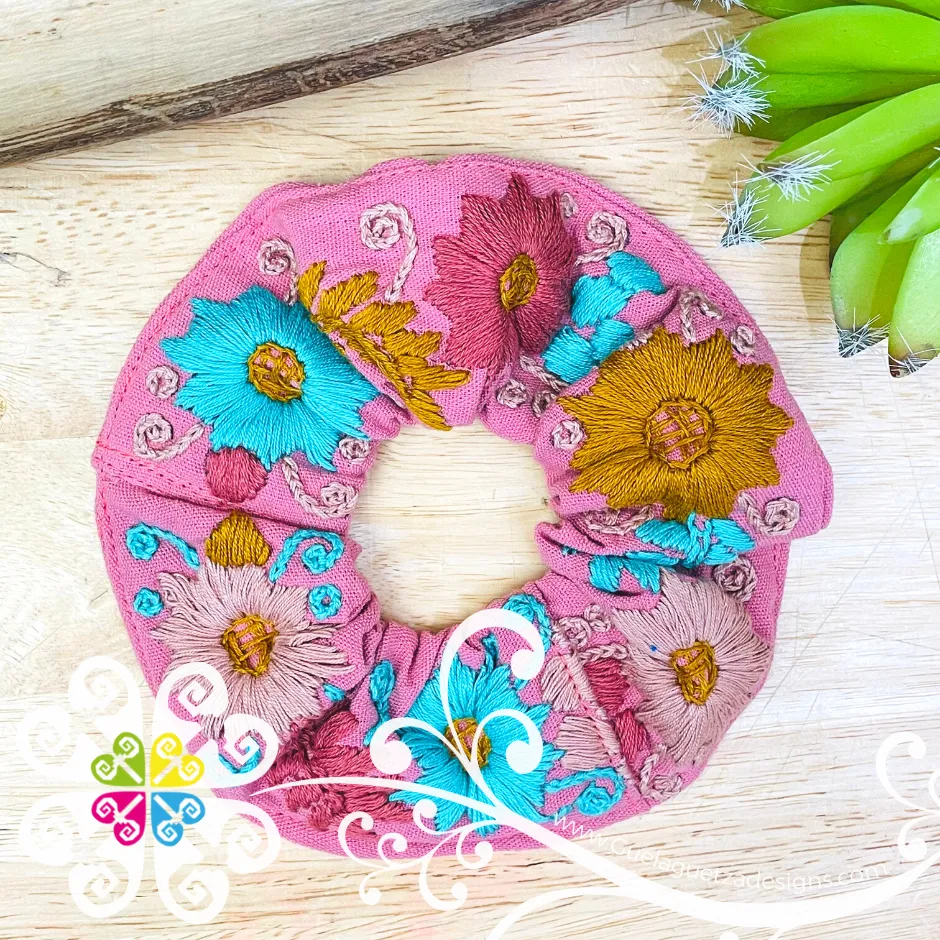 Embroider Flower Scrunchies