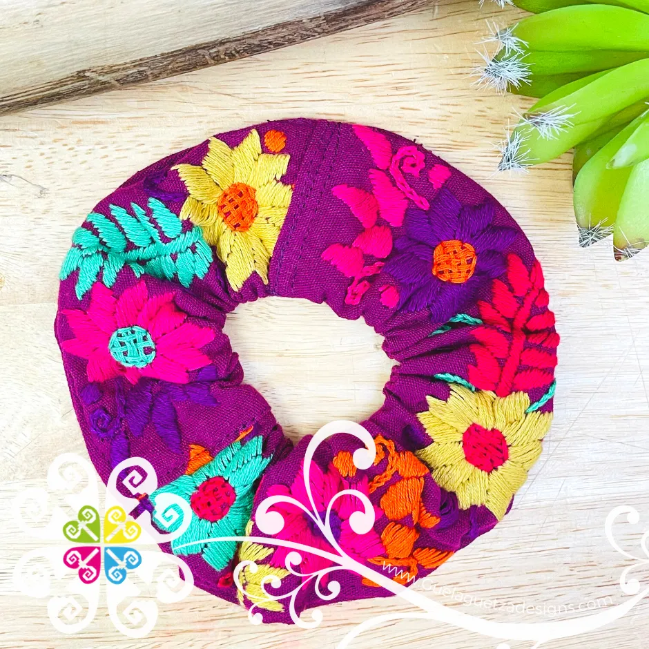 Embroider Flower Scrunchies