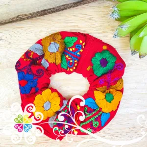 Embroider Flower Scrunchies
