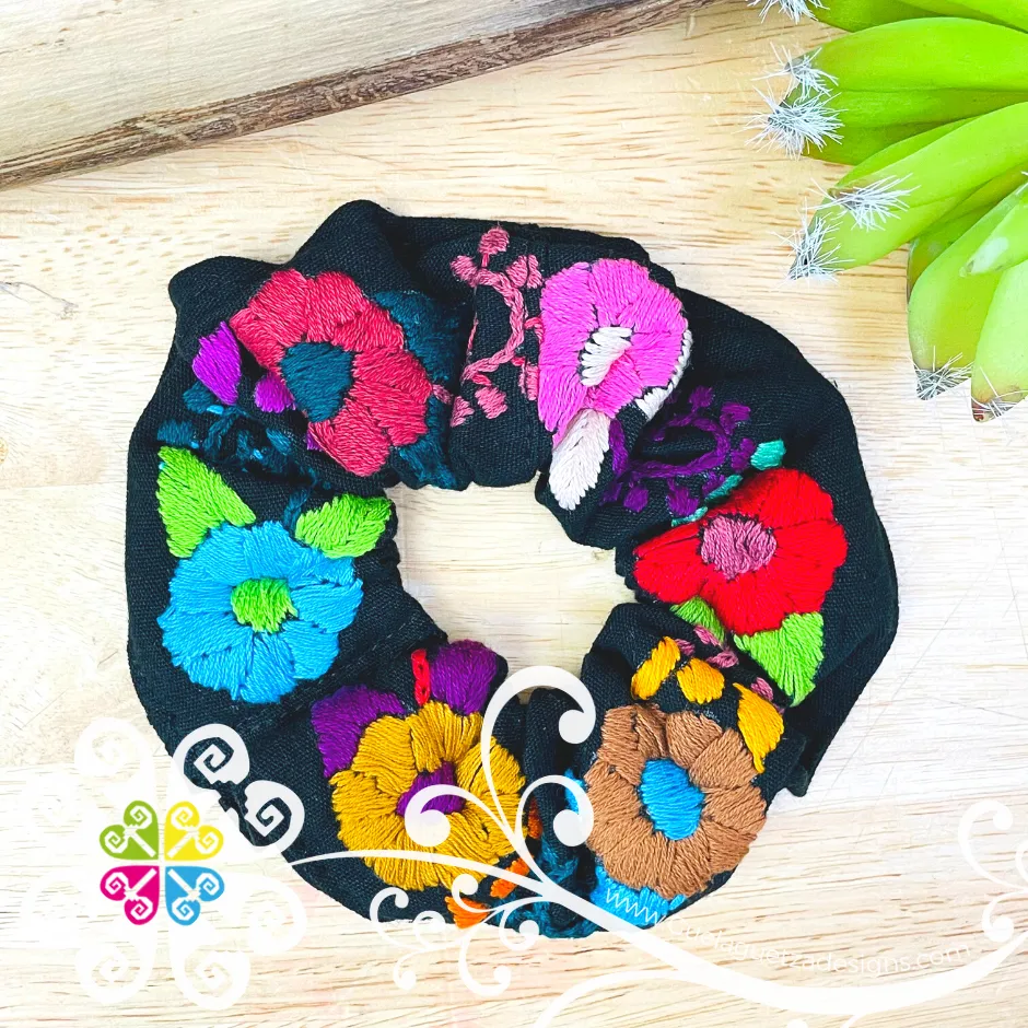 Embroider Flower Scrunchies