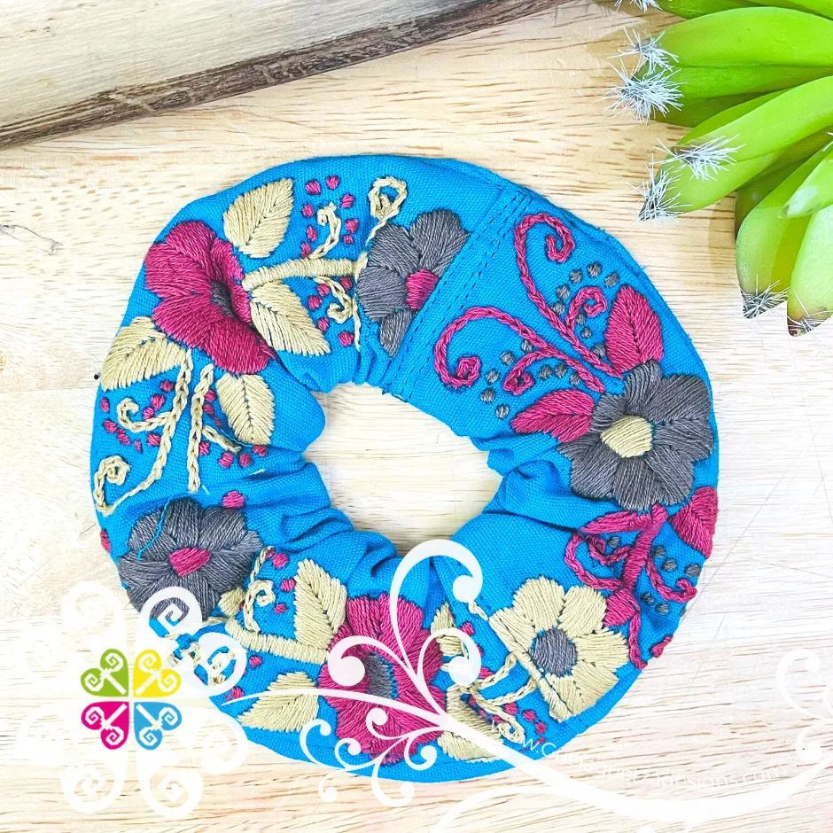 Embroider Flower Scrunchies