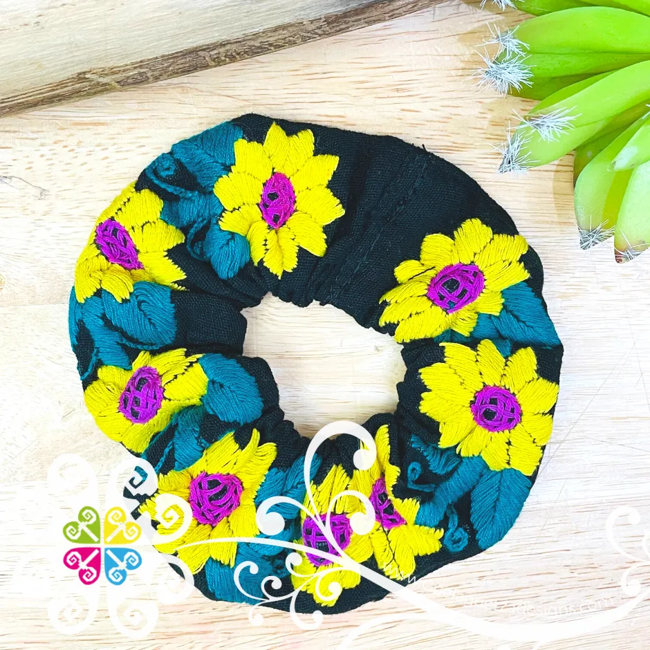 Embroider Flower Scrunchies