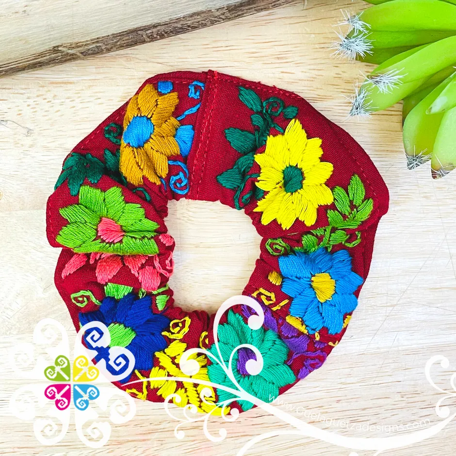 Embroider Flower Scrunchies