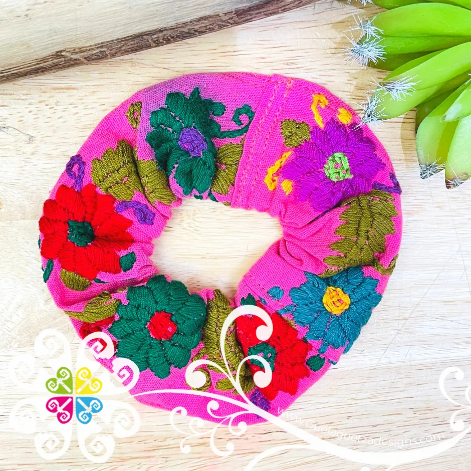 Embroider Flower Scrunchies