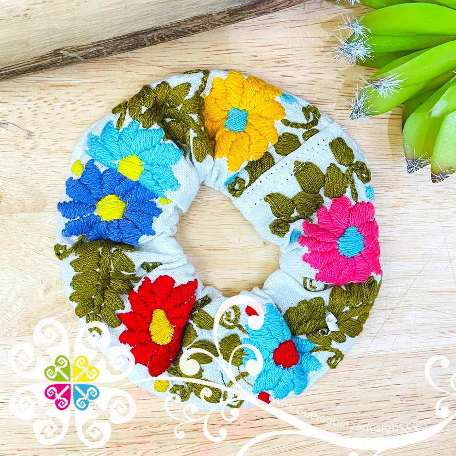 Embroider Flower Scrunchies
