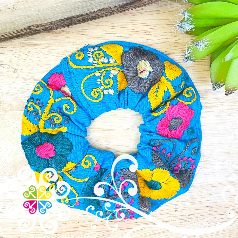 Embroider Flower Scrunchies