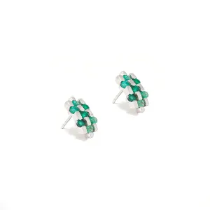 Emerald Baguette Herringbone Studs