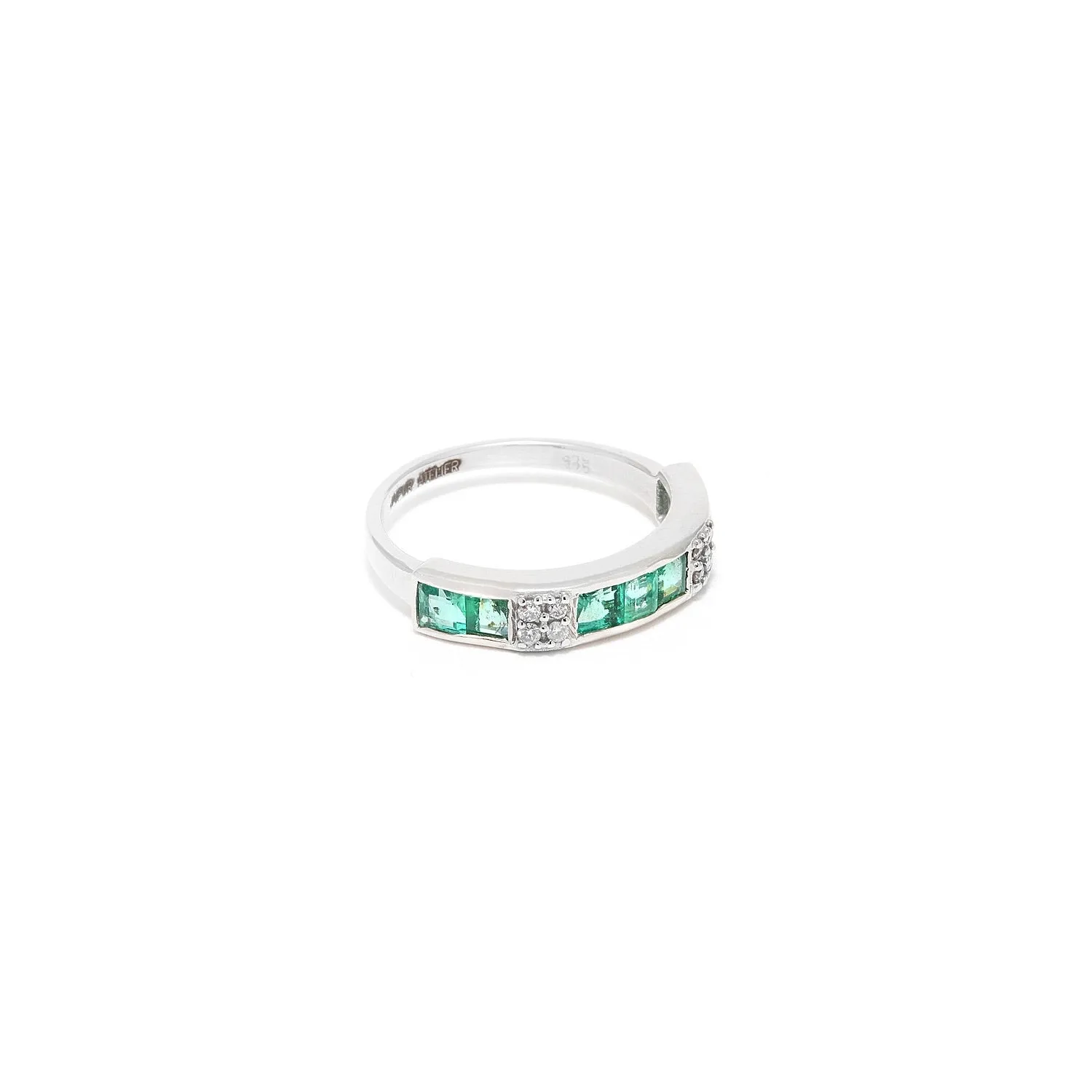 Emerald Diamond Deux Baguette Band