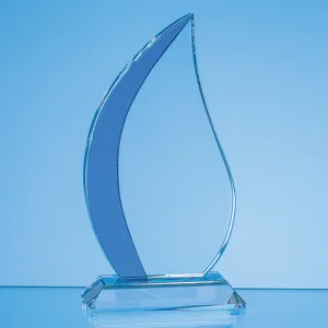 Engraved Crystal Clear & Blue Flame Award
