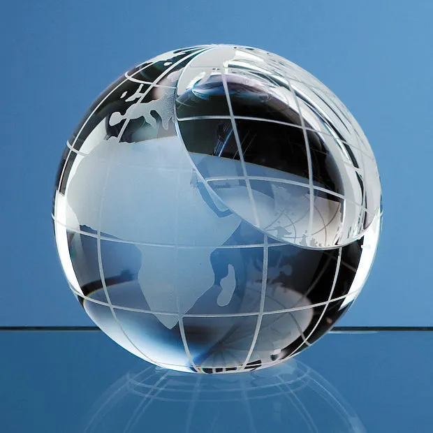 Engraved Crystal Globe Paperweight