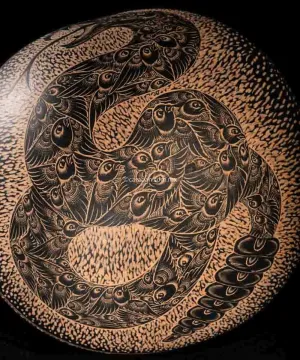 Engraved Gourd of Rattlesnake Exquisitely Decorated with Birds