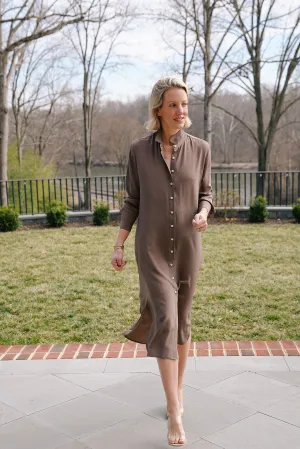 Everyday Dress in Dusty Mocha Crepe de Chine