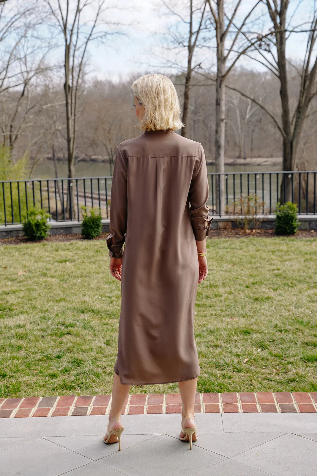 Everyday Dress in Dusty Mocha Crepe de Chine