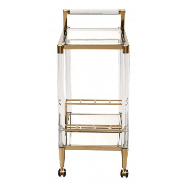 Existential Lucite and Brass Bar Cart