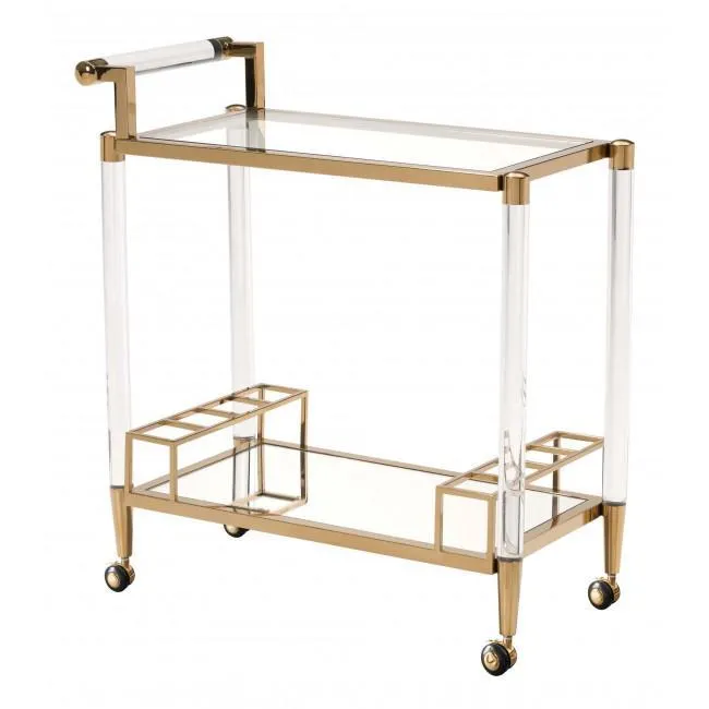 Existential Lucite and Brass Bar Cart