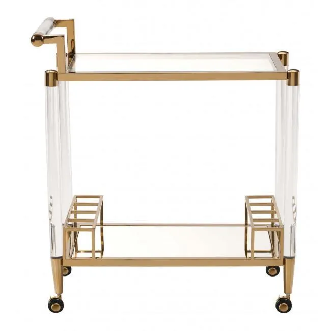 Existential Lucite and Brass Bar Cart
