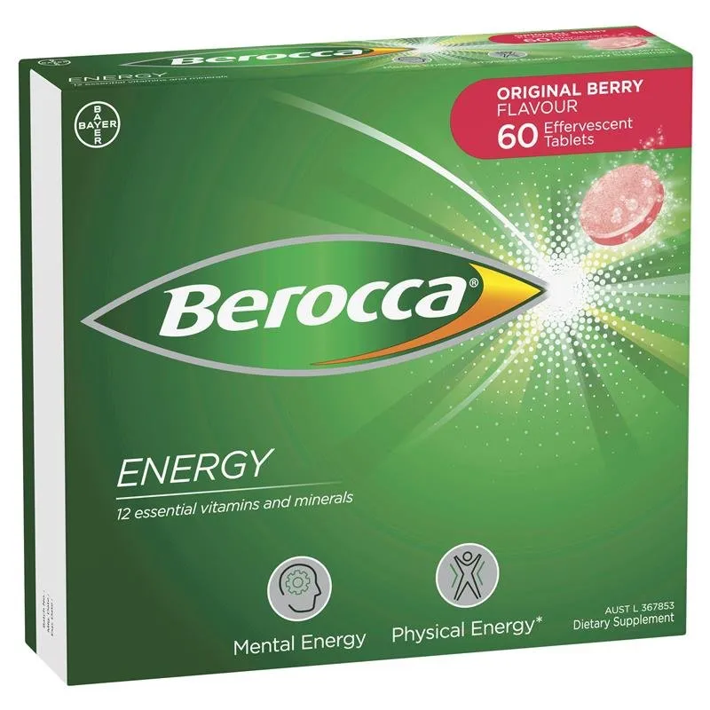 [Expiry: 05/2026] Berocca Energy Original Berry 60 Effervescent Tablets
