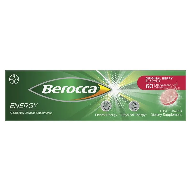 [Expiry: 05/2026] Berocca Energy Original Berry 60 Effervescent Tablets
