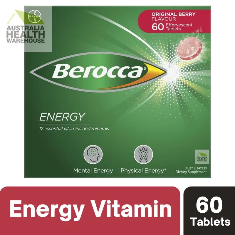 [Expiry: 05/2026] Berocca Energy Original Berry 60 Effervescent Tablets