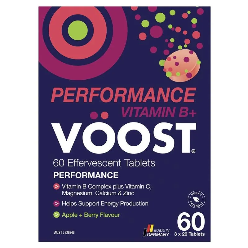 [Expiry: 09/2025] Voost Vitamin B  Performance (Apple   Berry Flavour) Effervescent 60 Tablets