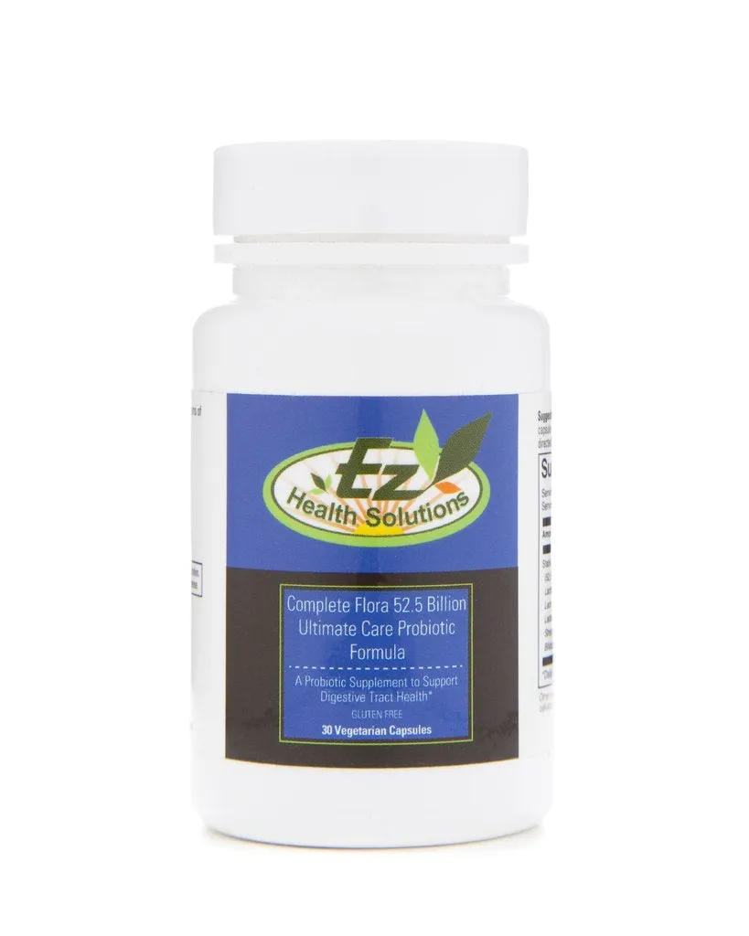 EZ Health Solutions© Ultimate Complete Flora 50  Billion Gluten Free, Vegan Probiotic Supplements 30 Capsules