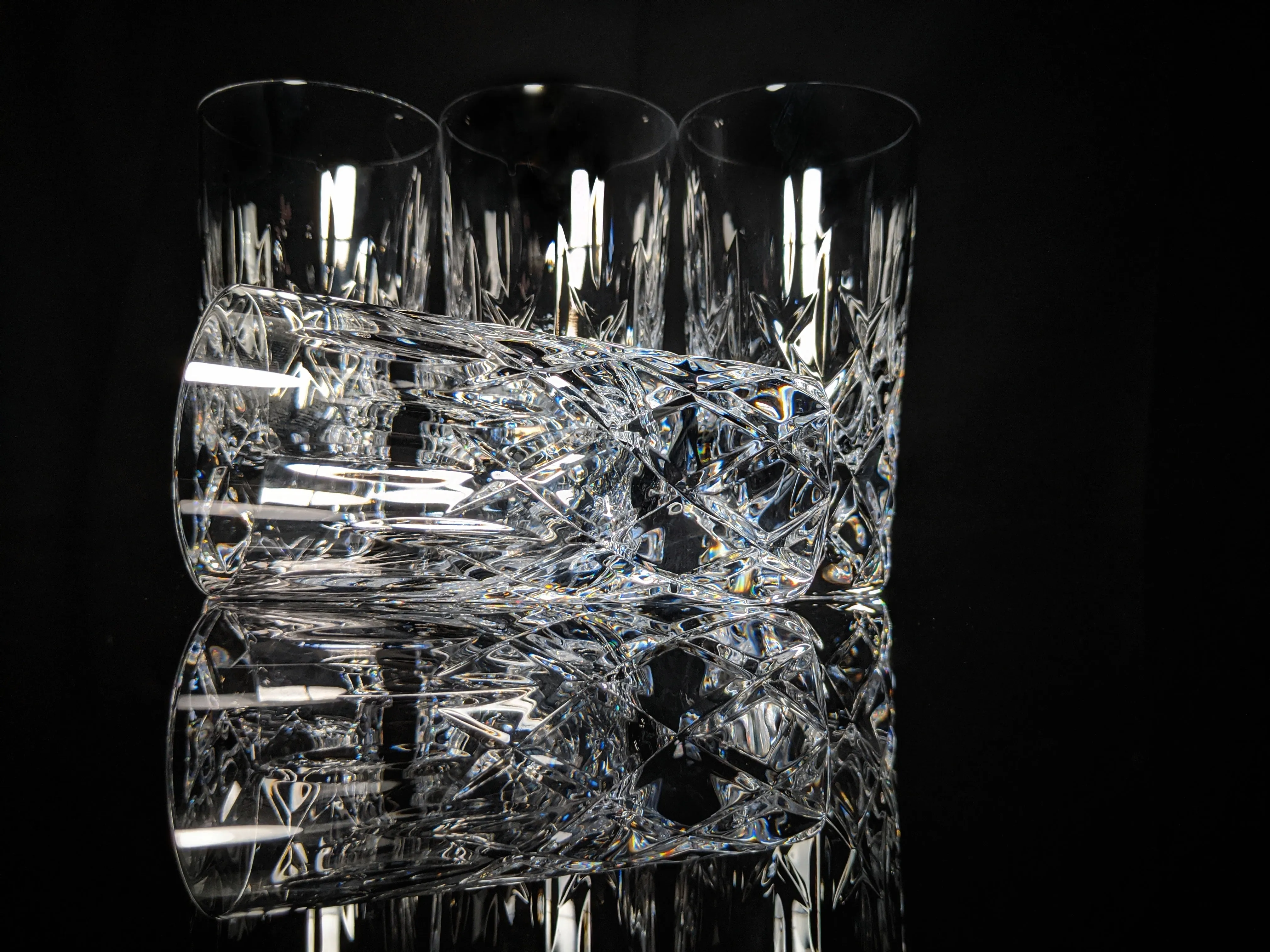 Faberge Clear Crystal Shot Glasses  Set of 4 NIB