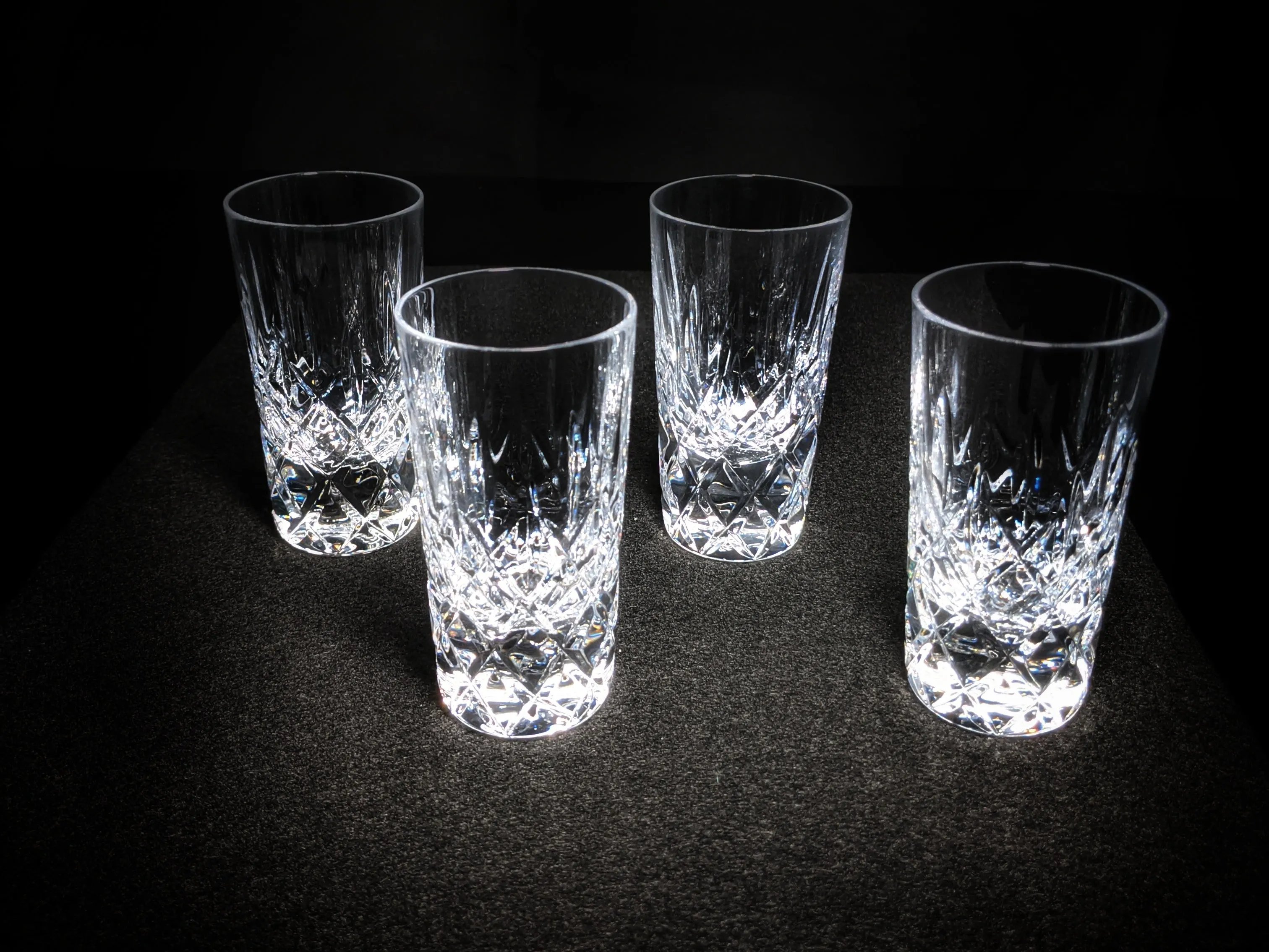 Faberge Clear Crystal Shot Glasses  Set of 4 NIB