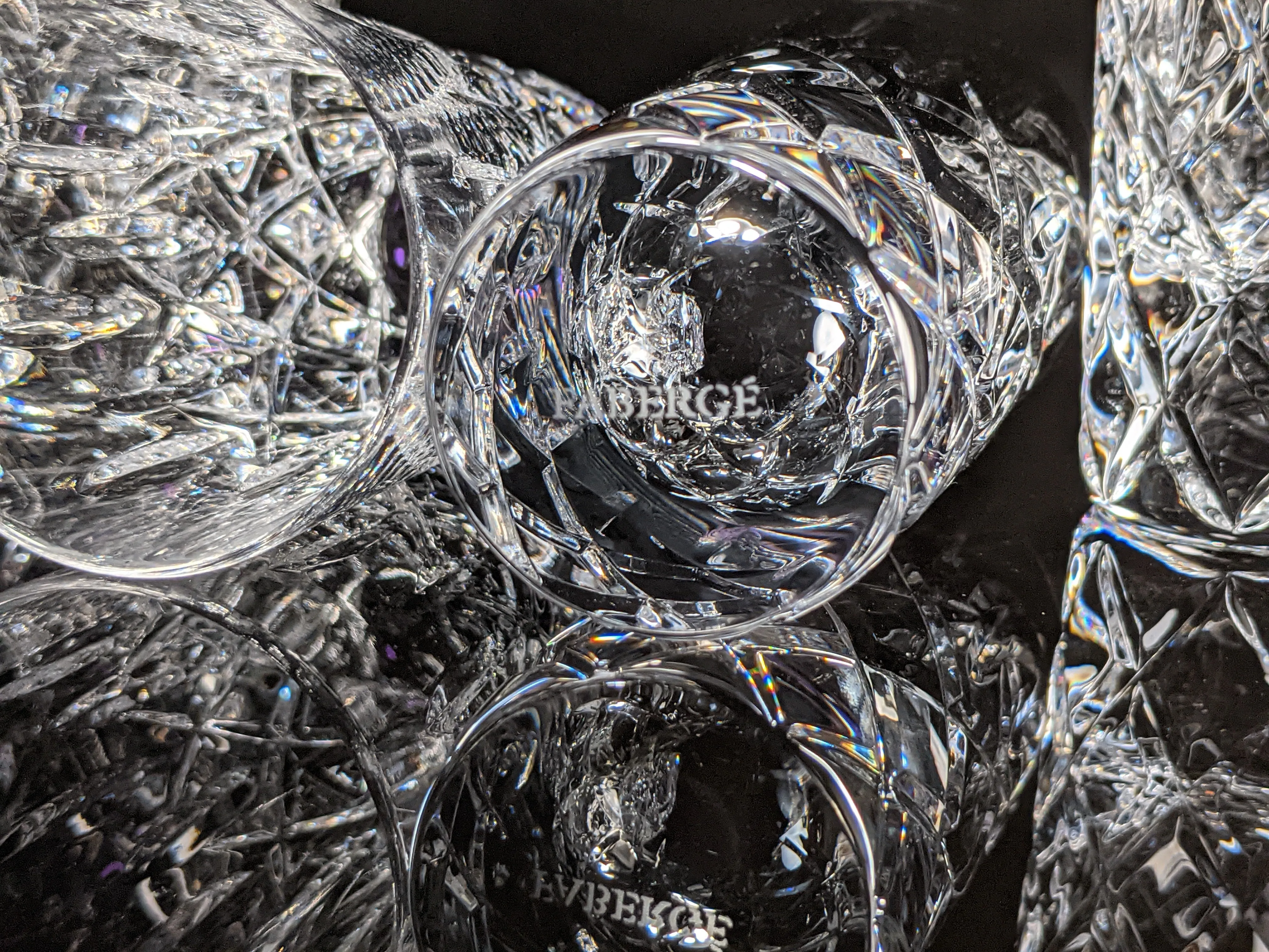 Faberge Clear Crystal Shot Glasses  Set of 4 NIB