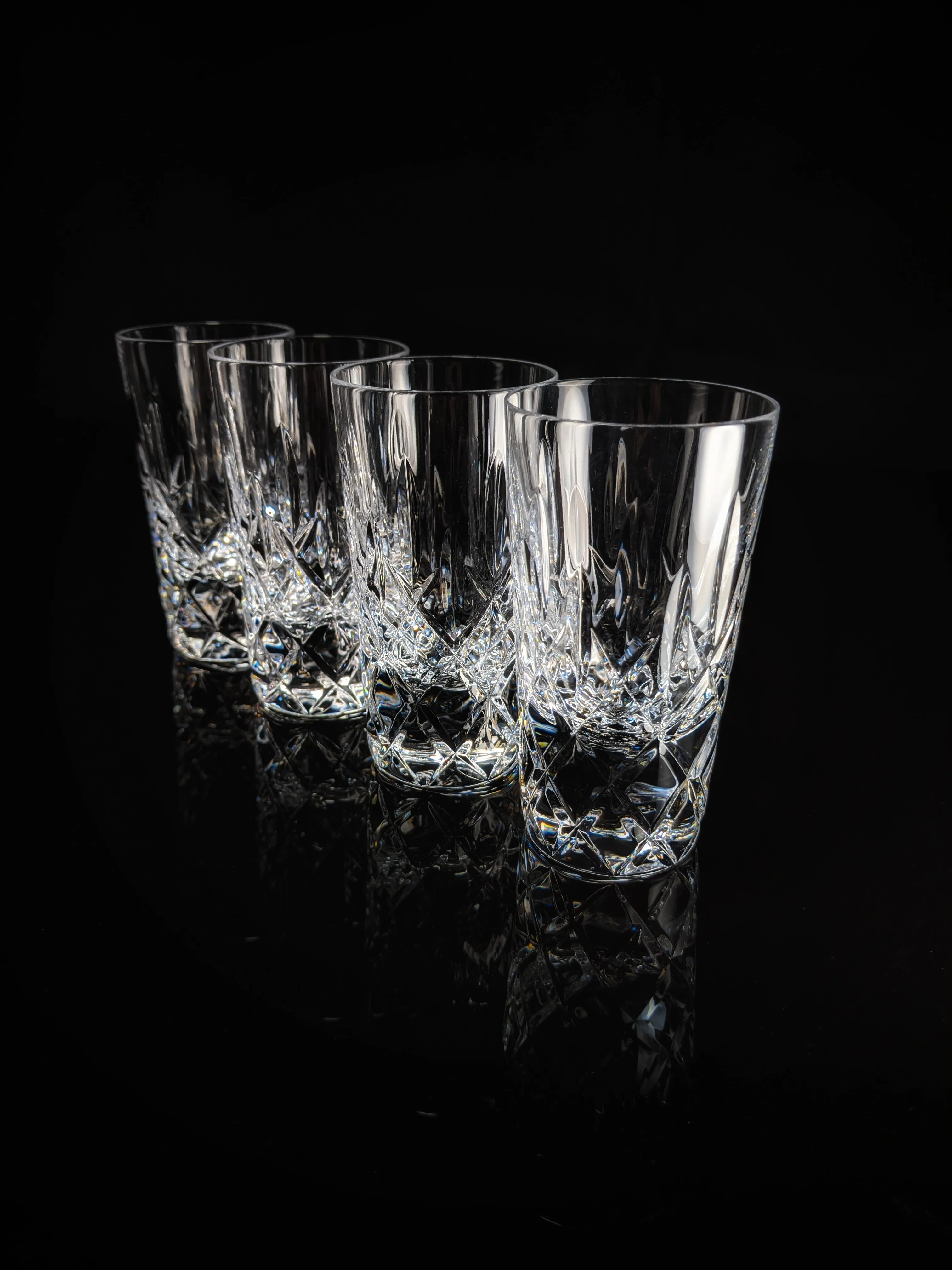 Faberge Clear Crystal Shot Glasses  Set of 4 NIB