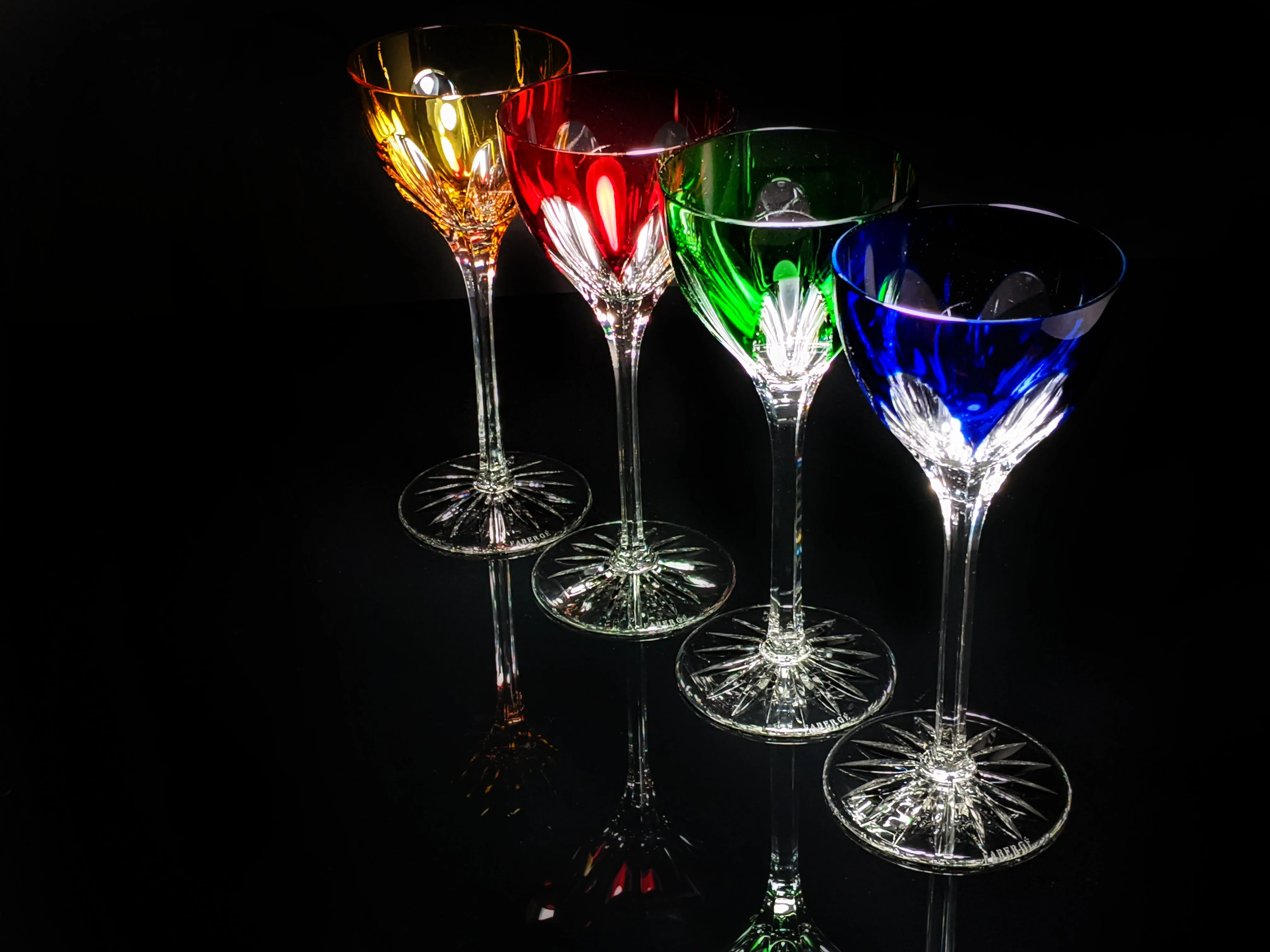 Faberge Lausanne Colorful Crystal Glasses NIB