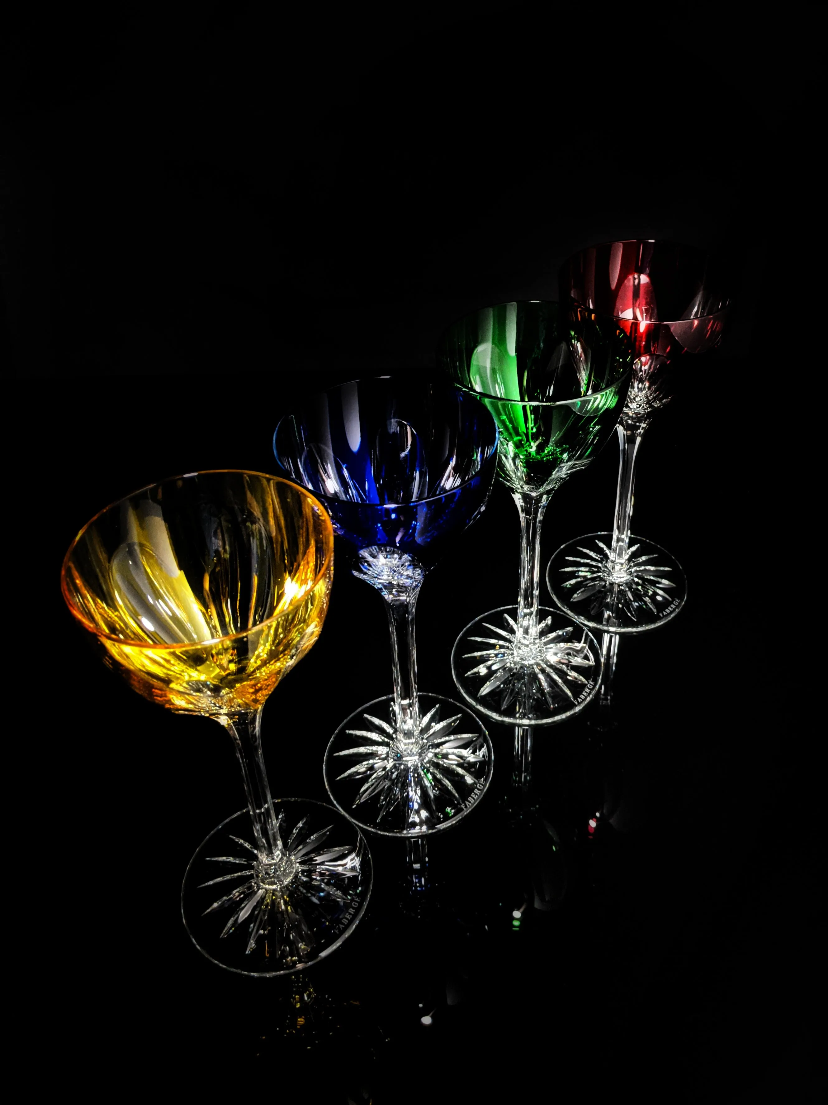 Faberge Lausanne Colorful Crystal Glasses NIB
