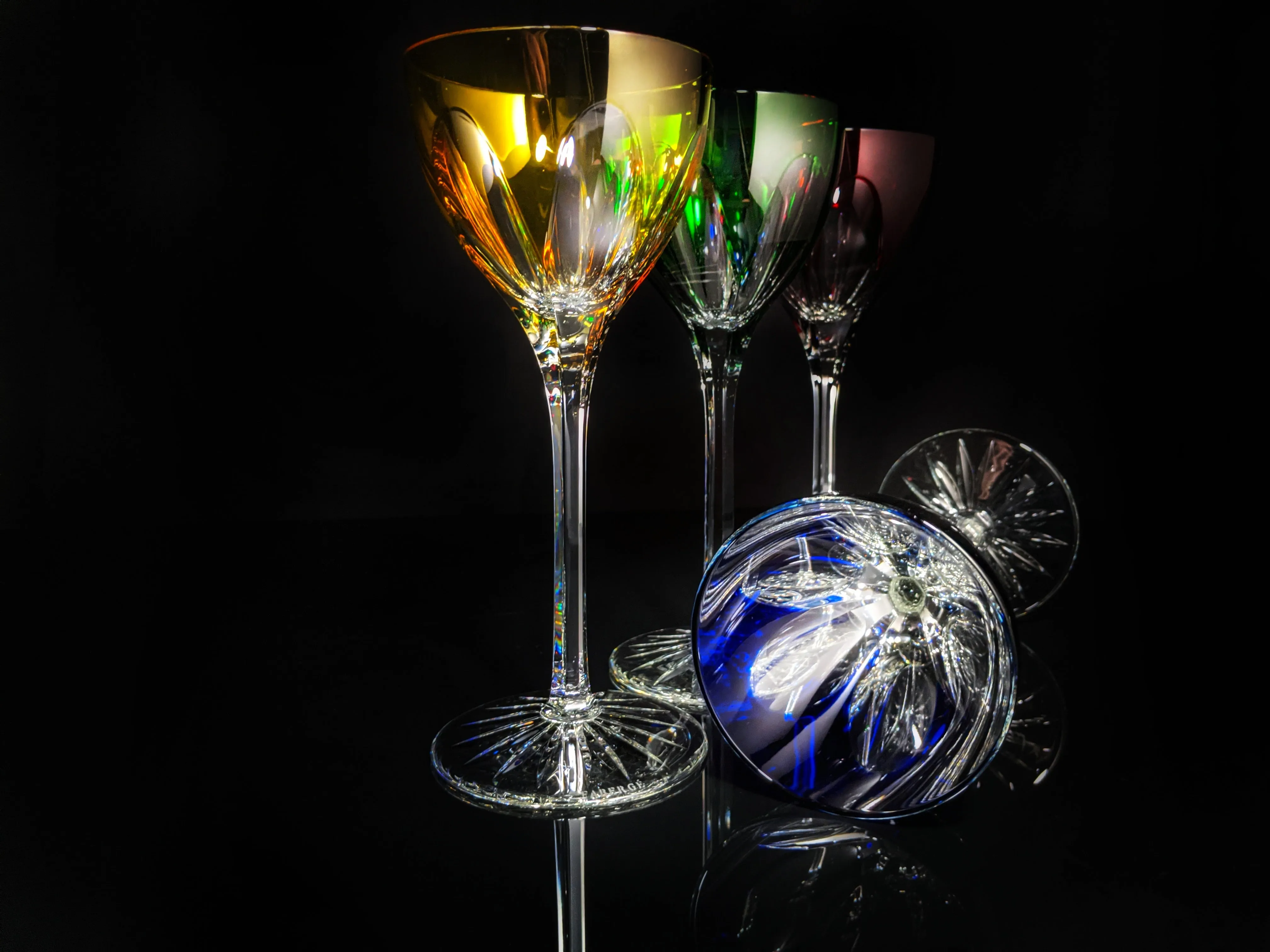 Faberge Lausanne Colorful Crystal Glasses NIB