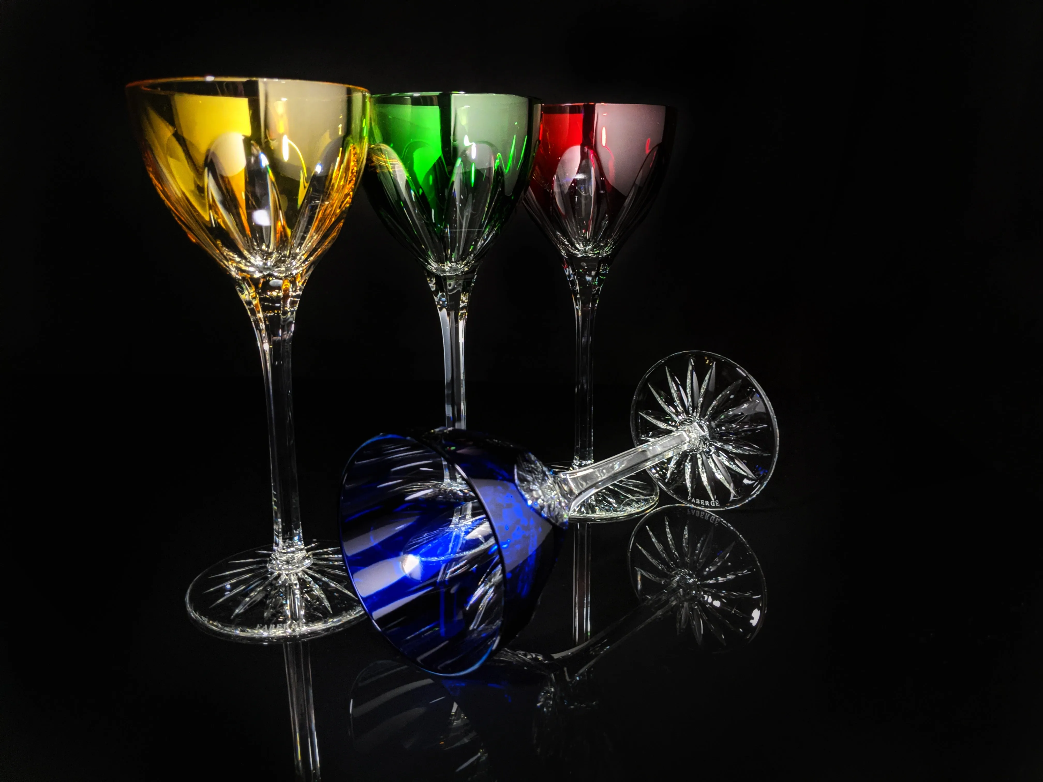 Faberge Lausanne Colorful Crystal Glasses NIB