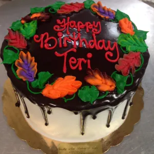 Fall Leaves Chocolate Drip 7" Cake