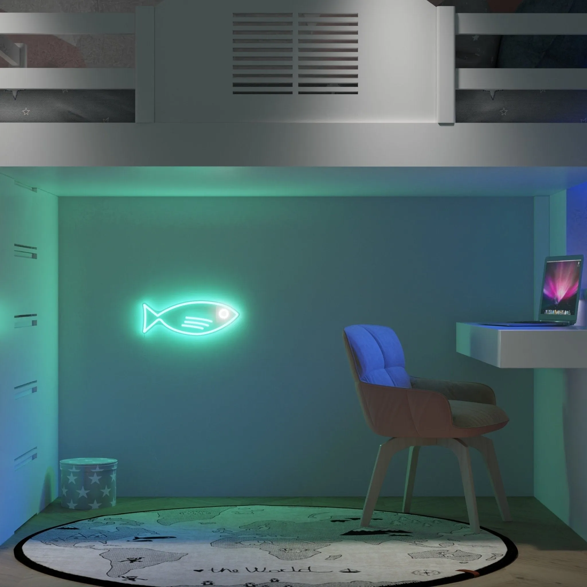 Fishy Friend Teal - LED neon sign