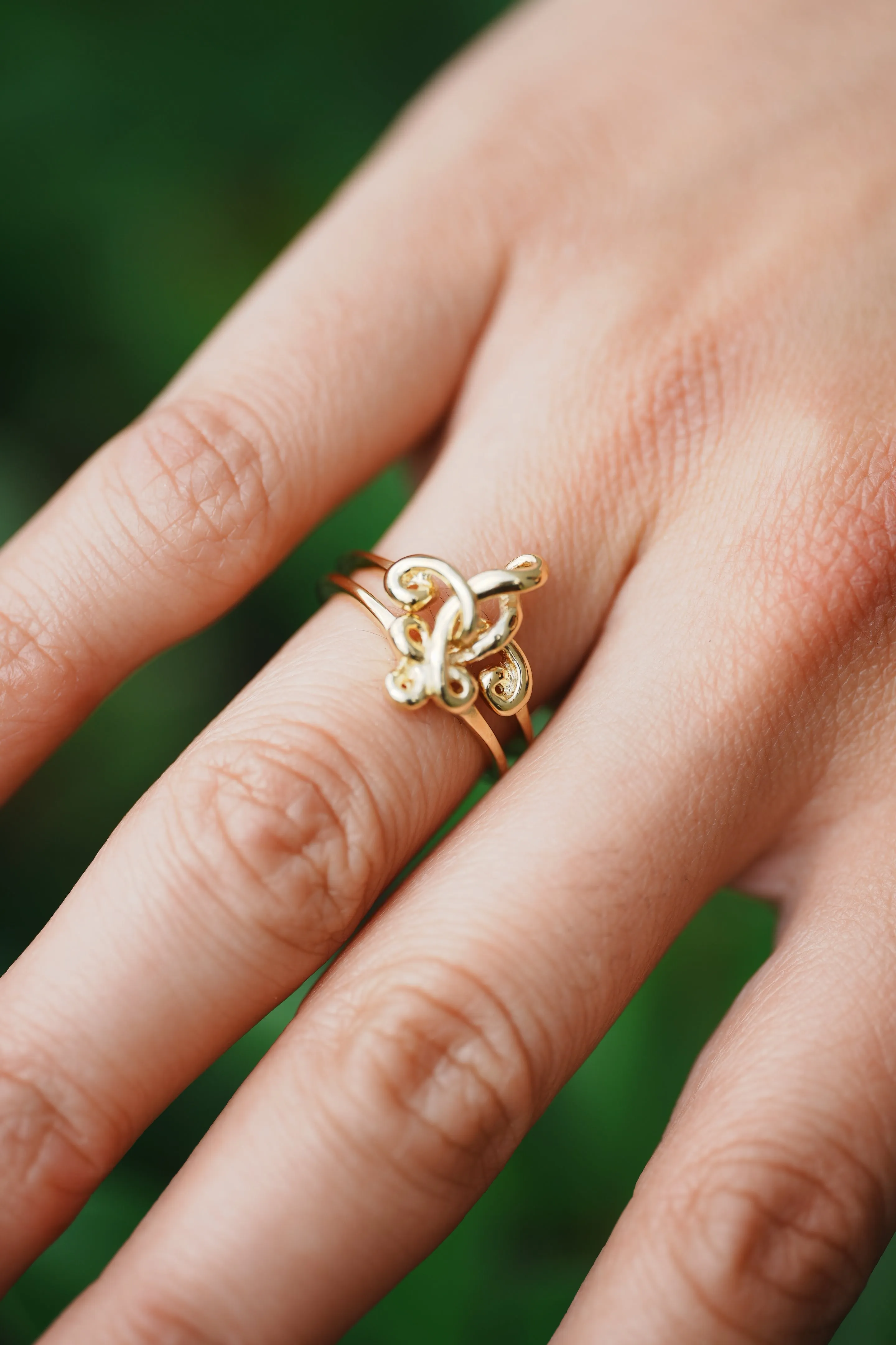 Fleur de Love Knot Ring Gold Vermeil