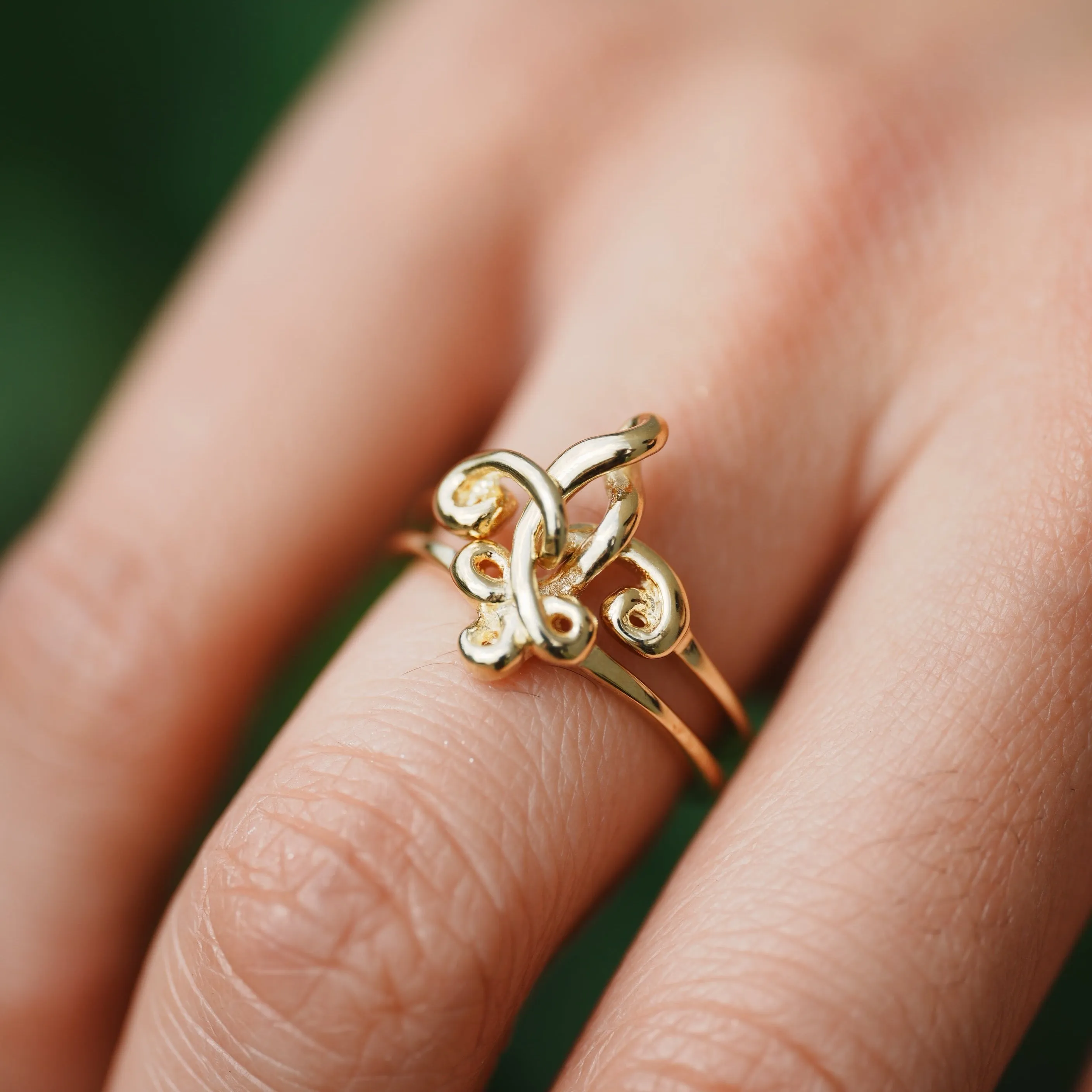 Fleur de Love Knot Ring Gold Vermeil