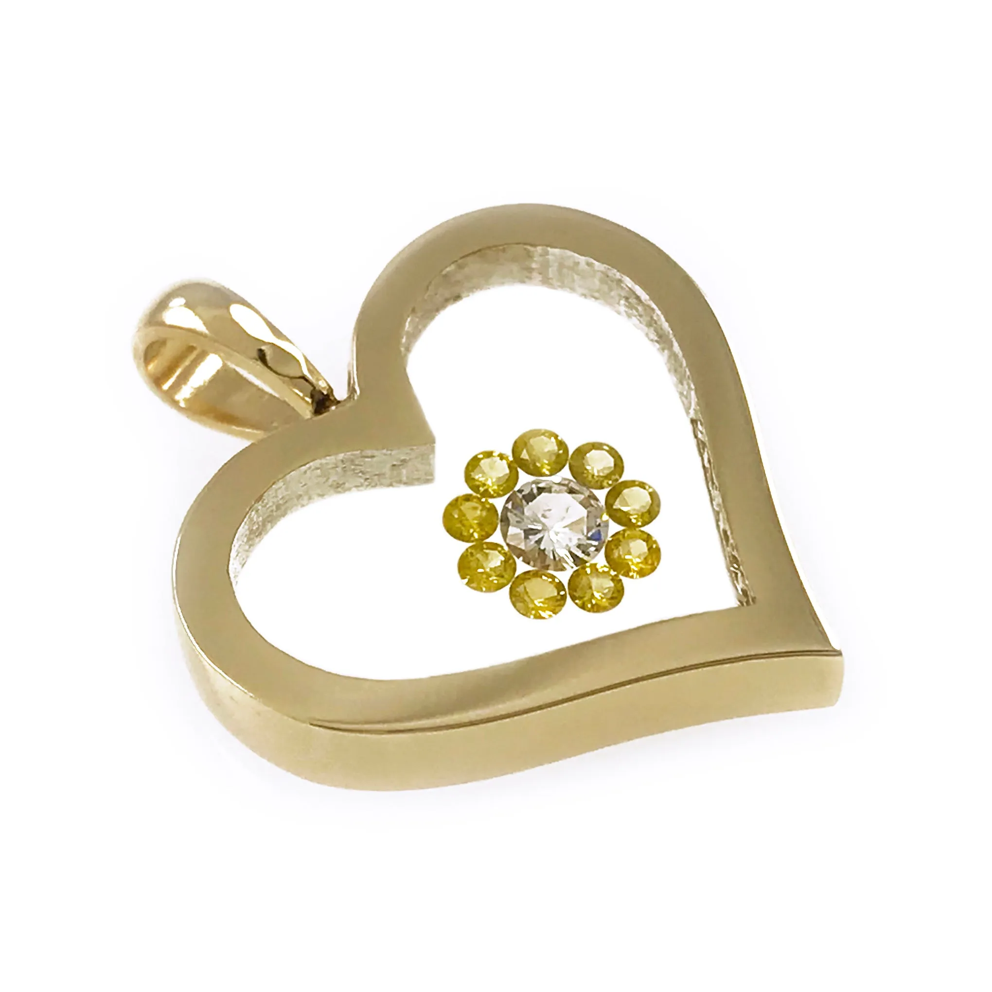 Floating Canary Diamond Heart-Shaped Pendant