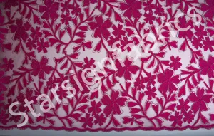 Floral Shimmer Metallic Thread Embroidered Fabric
