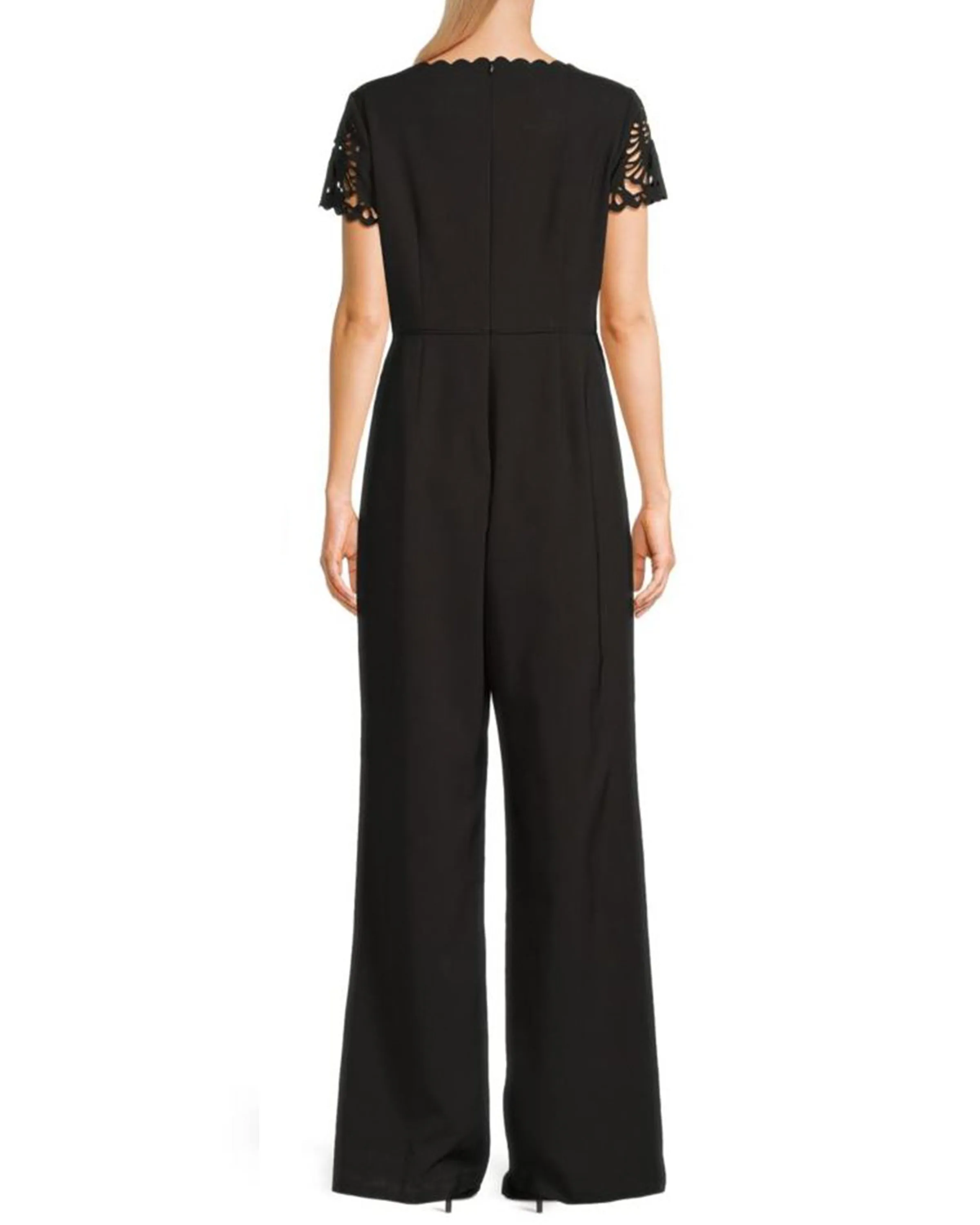 FOCUS by Shani — Wide Leg Laser Cut Jumpsuit