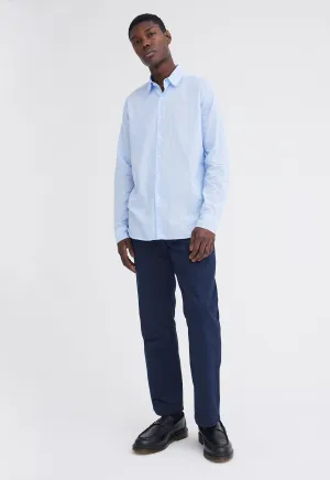 Folded Collar Cotton Shirt - Big Blue