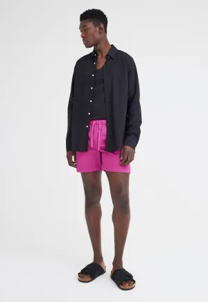 Folded Collar Cotton Shirt - Black