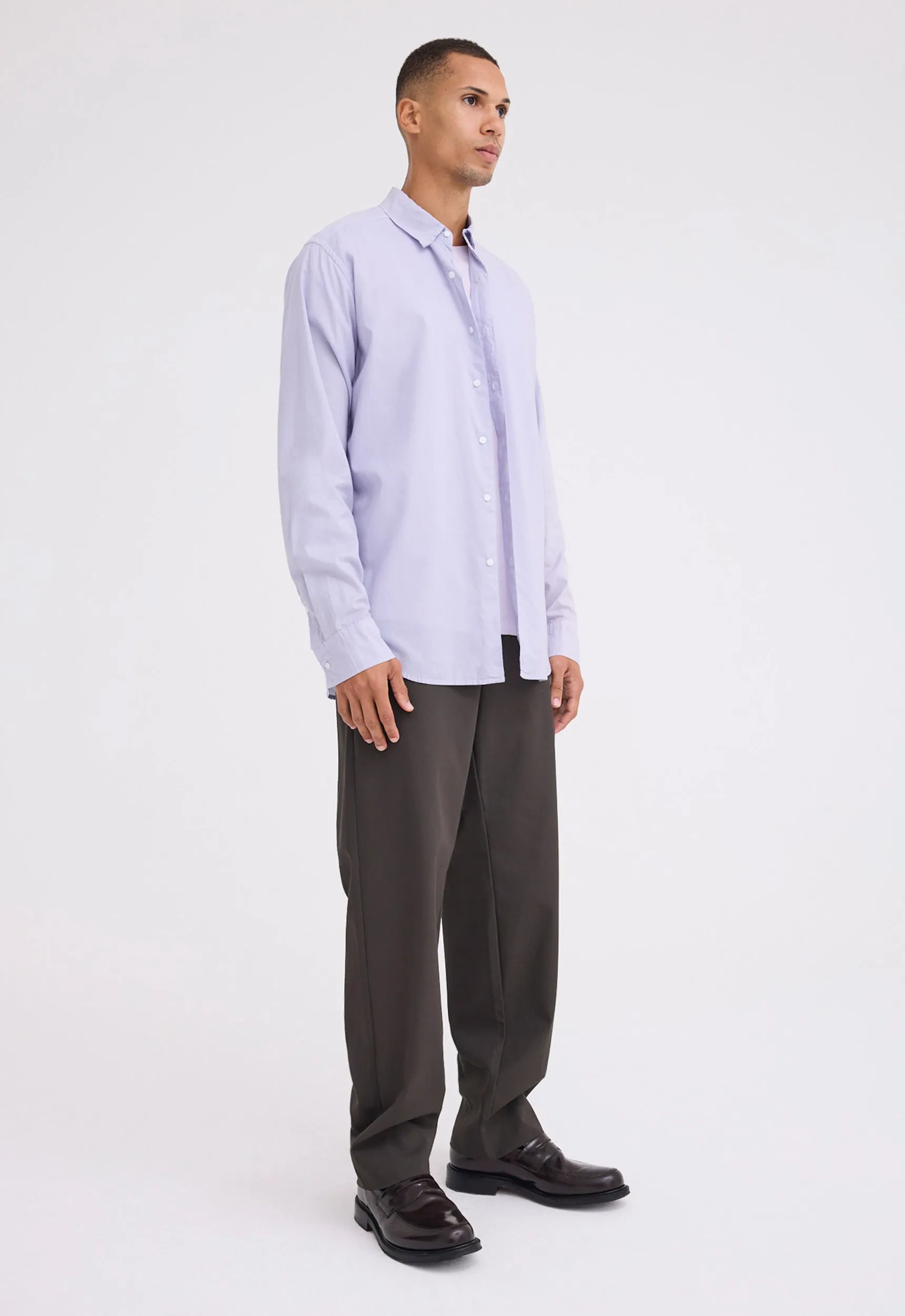 Folded Collar Cotton Shirt - Orbit Lilac