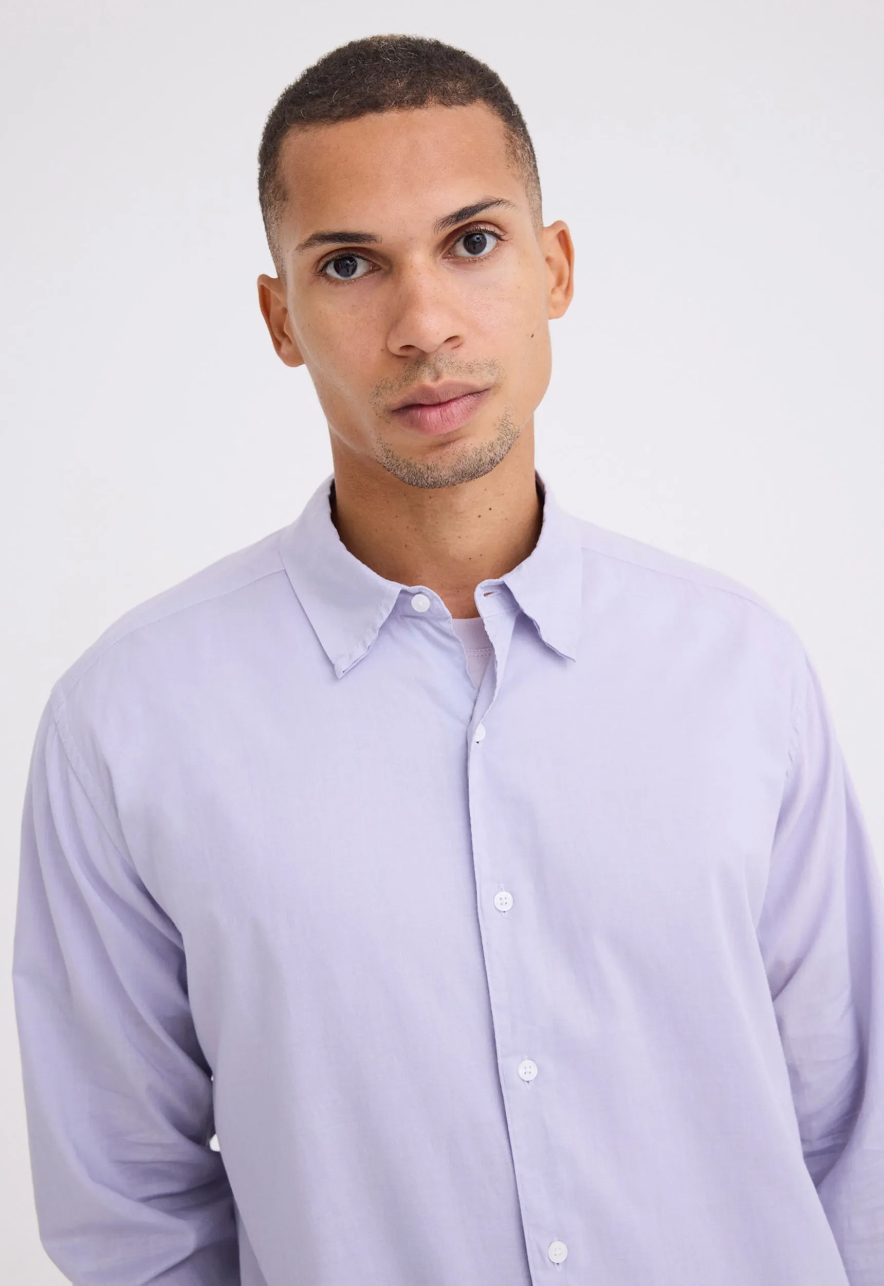 Folded Collar Cotton Shirt - Orbit Lilac