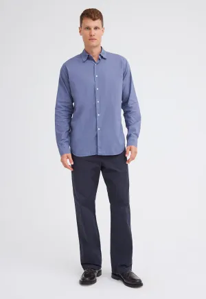 Folded Collar Cotton Shirt - Penn Blue